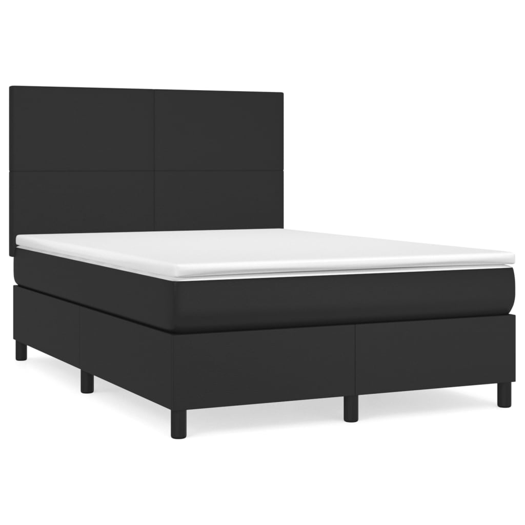 Boxspringbett mit Matratze Schwarz 140x200 cm Kunstleder