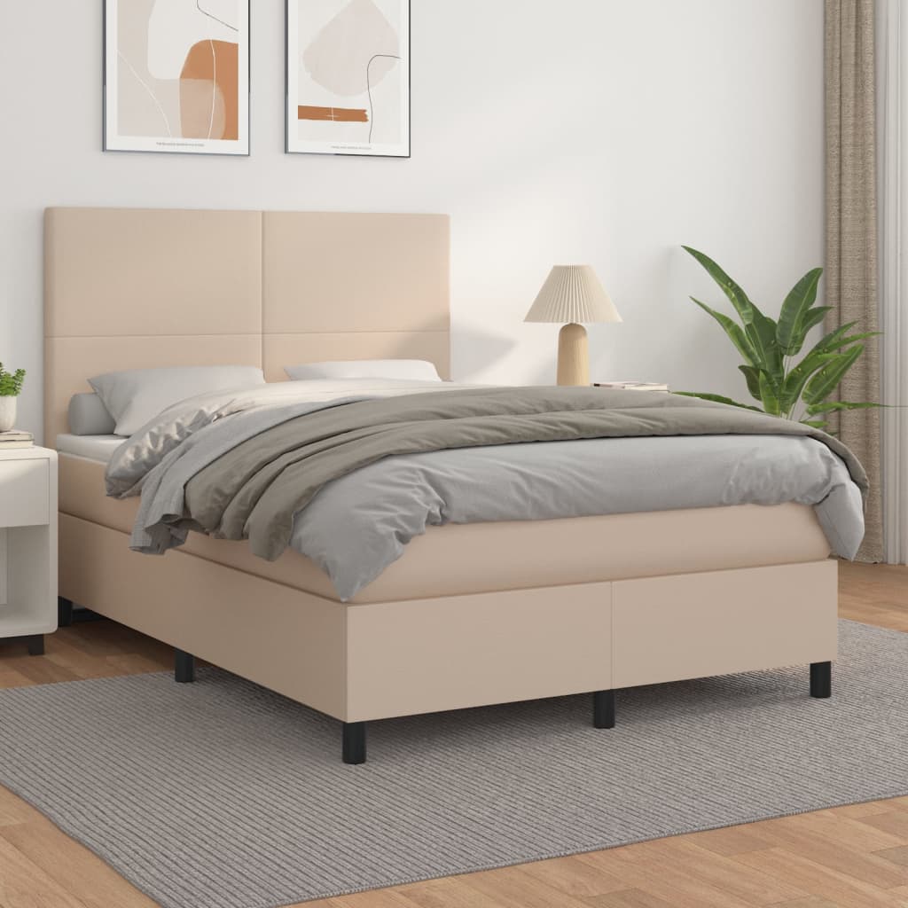 Boxspringbett Matratze Cappuccino-Braun 140x200cm Kunstleder