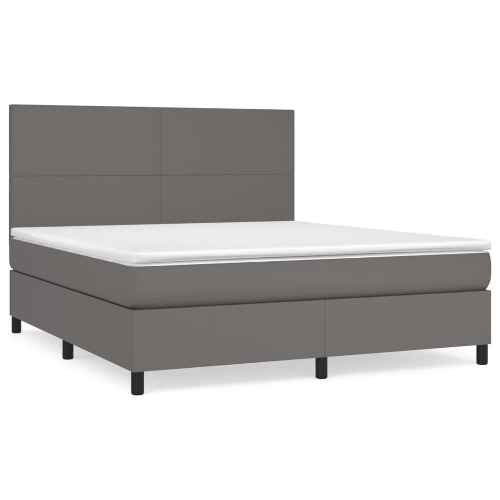 Boxspringbett mit Matratze Grau 160x200 cm Kunstleder