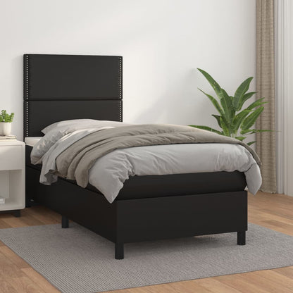 Boxspringbett mit Matratze Schwarz 80x200 cm Kunstleder