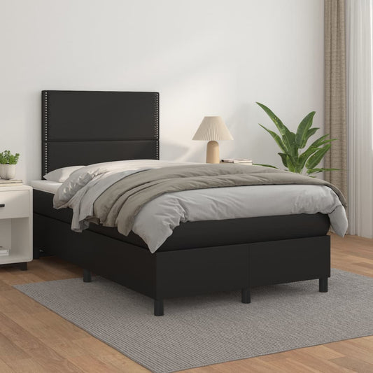 Boxspringbett mit Matratze Schwarz 120x200 cm Kunstleder