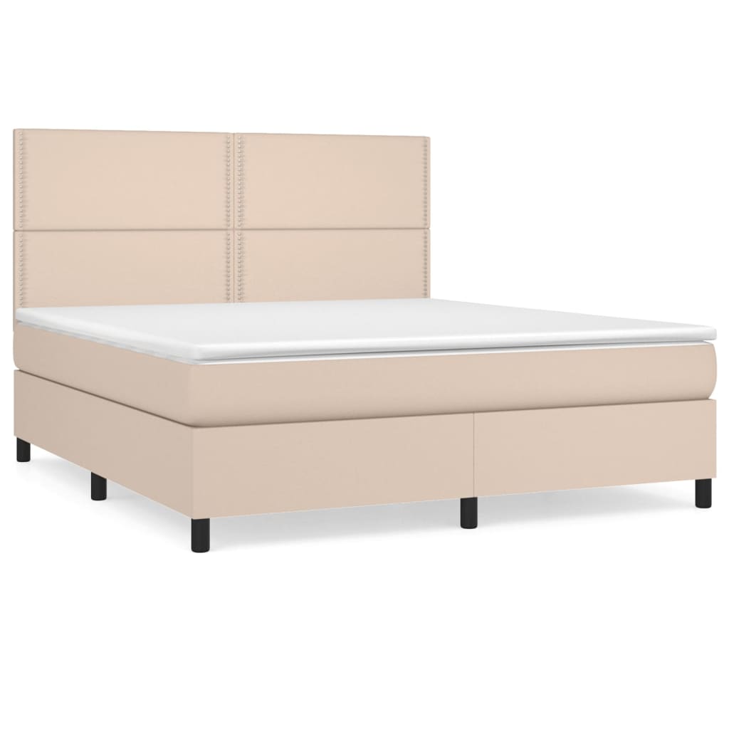 Boxspringbett Matratze Cappuccino-Braun 160x200 cm Kunstleder