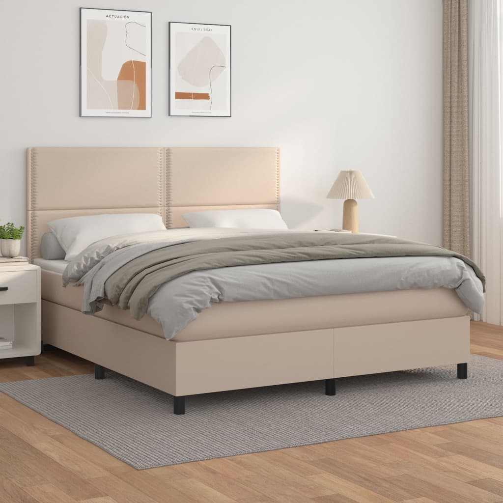 Boxspringbett Matratze Cappuccino-Braun 160x200 cm Kunstleder