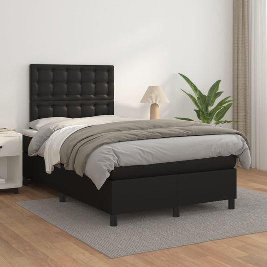 Boxspringbett mit Matratze Schwarz 120x200 cm Kunstleder