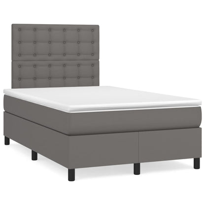 Boxspringbett mit Matratze Grau 120x200 cm Kunstleder