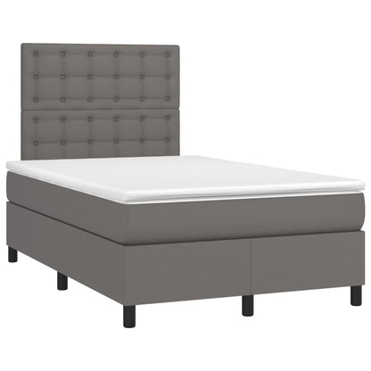 Boxspringbett mit Matratze Grau 120x200 cm Kunstleder