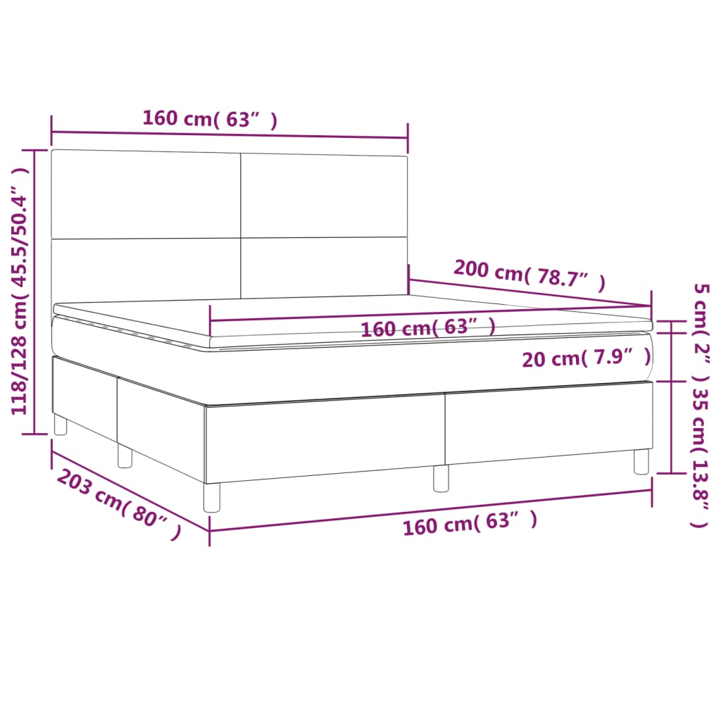 Boxspringbett mit Matratze Hellgrau 160x200 cm Samt