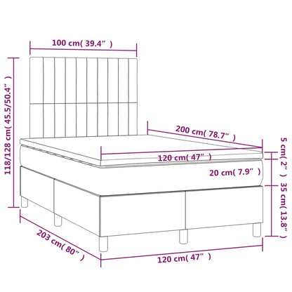 Boxspringbett mit Matratze Hellgrau 120x200 cm Samt