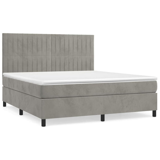 Boxspringbett mit Matratze Hellgrau 140x200 cm Samt
