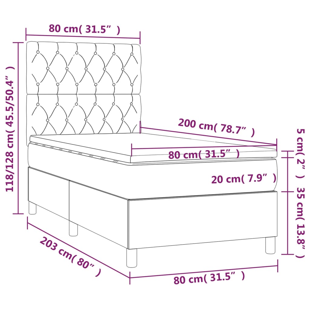 Boxspringbett mit Matratze Dunkelgrün 80x200 cm Samt