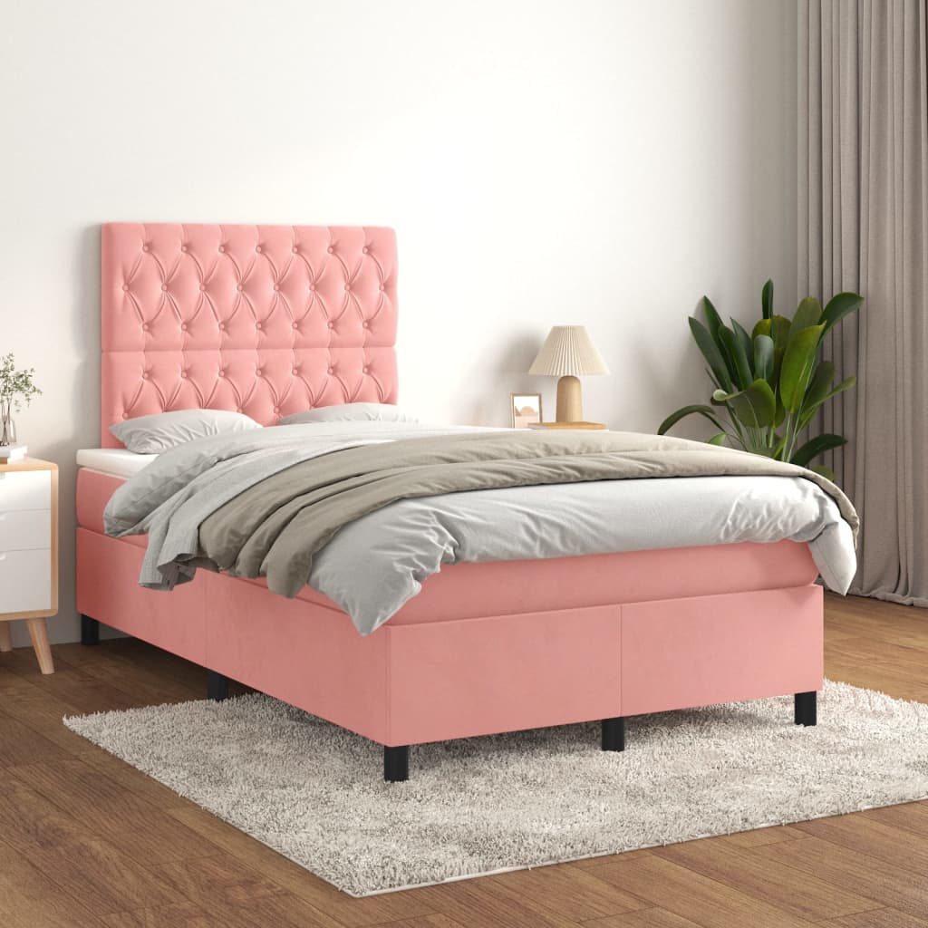 Boxspringbett mit Matratze Rosa 120x200 cm Samt