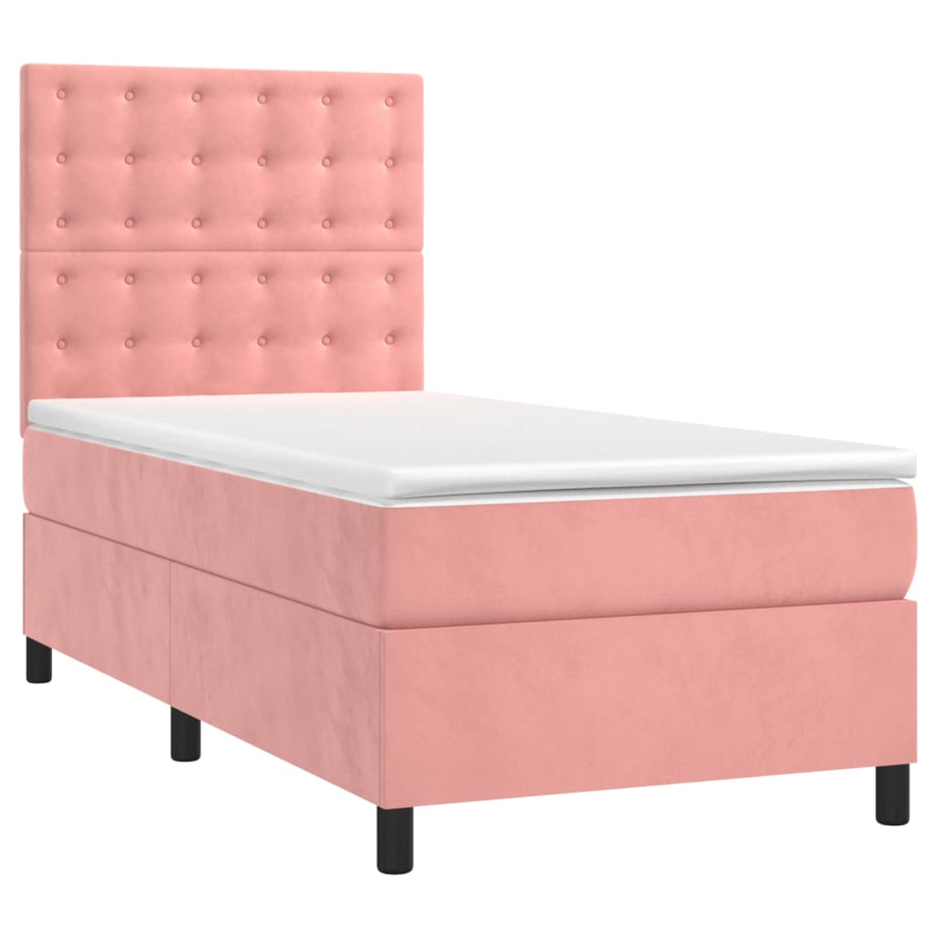 Boxspringbett mit Matratze Rosa 100x200 cm Samt