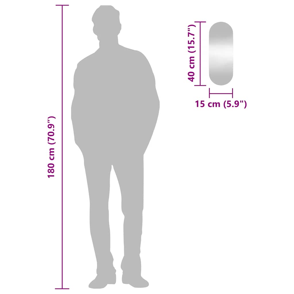 Wandspiegel 15x40 cm Glas Oval