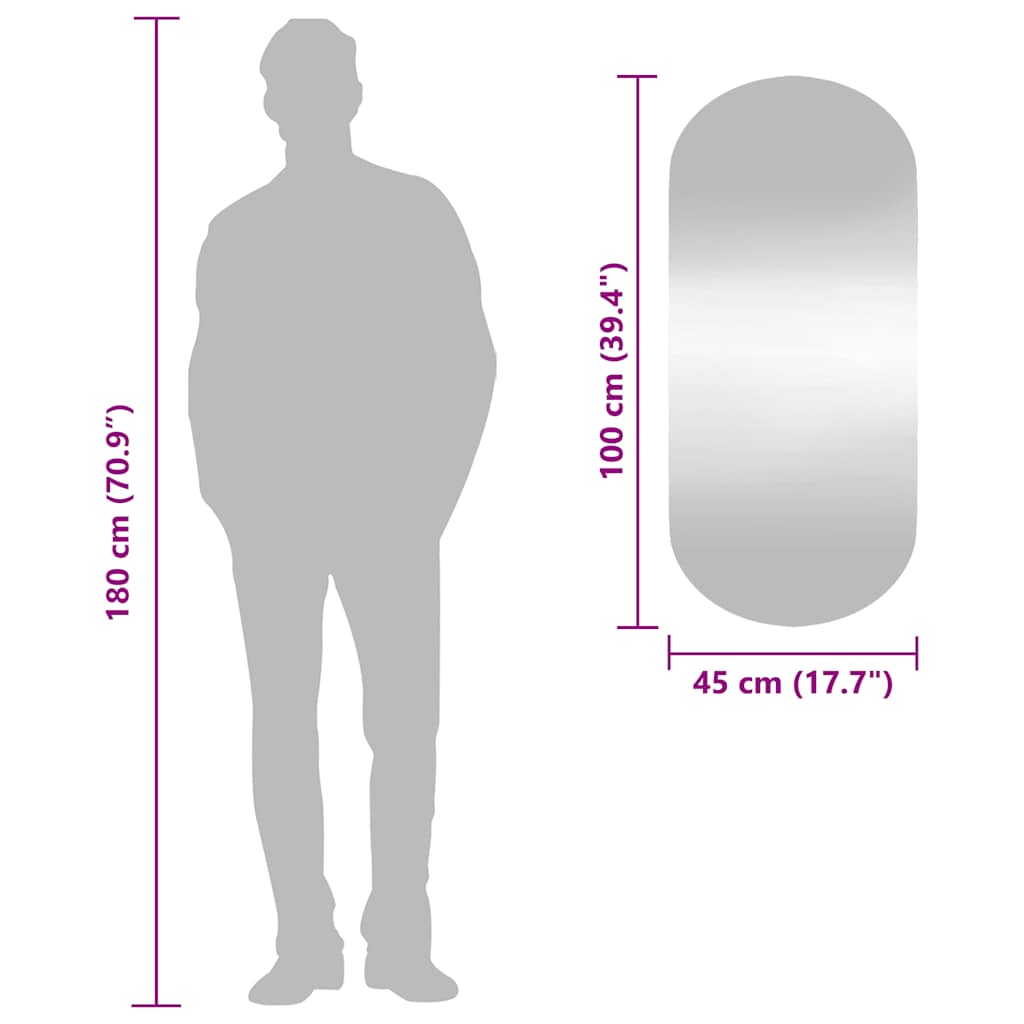 Wandspiegel 45x100 cm Glas Oval
