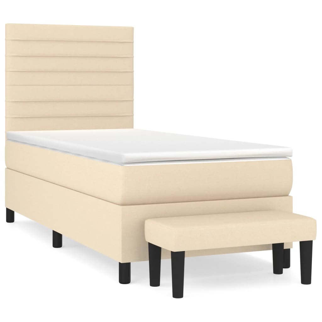 Boxspringbett mit Matratze Creme 100x200 cm Stoff