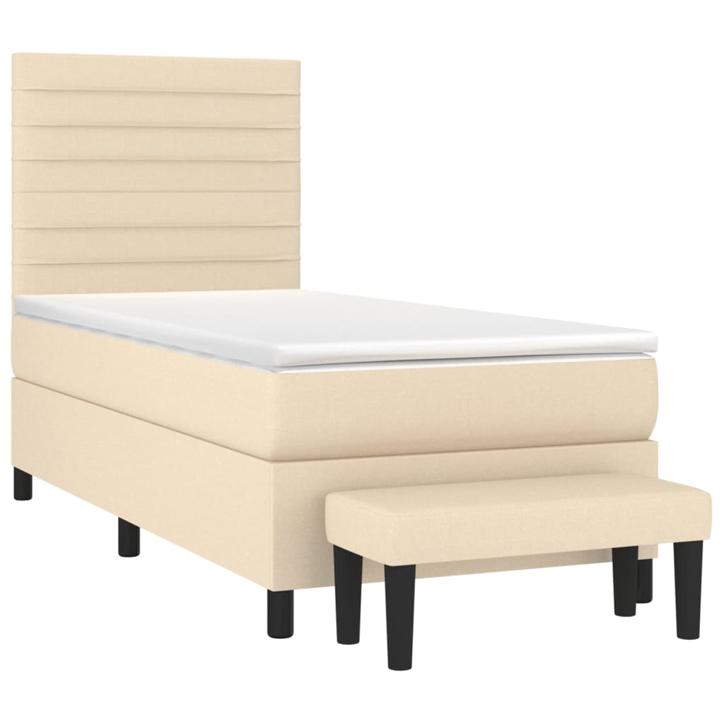 Boxspringbett mit Matratze Creme 100x200 cm Stoff