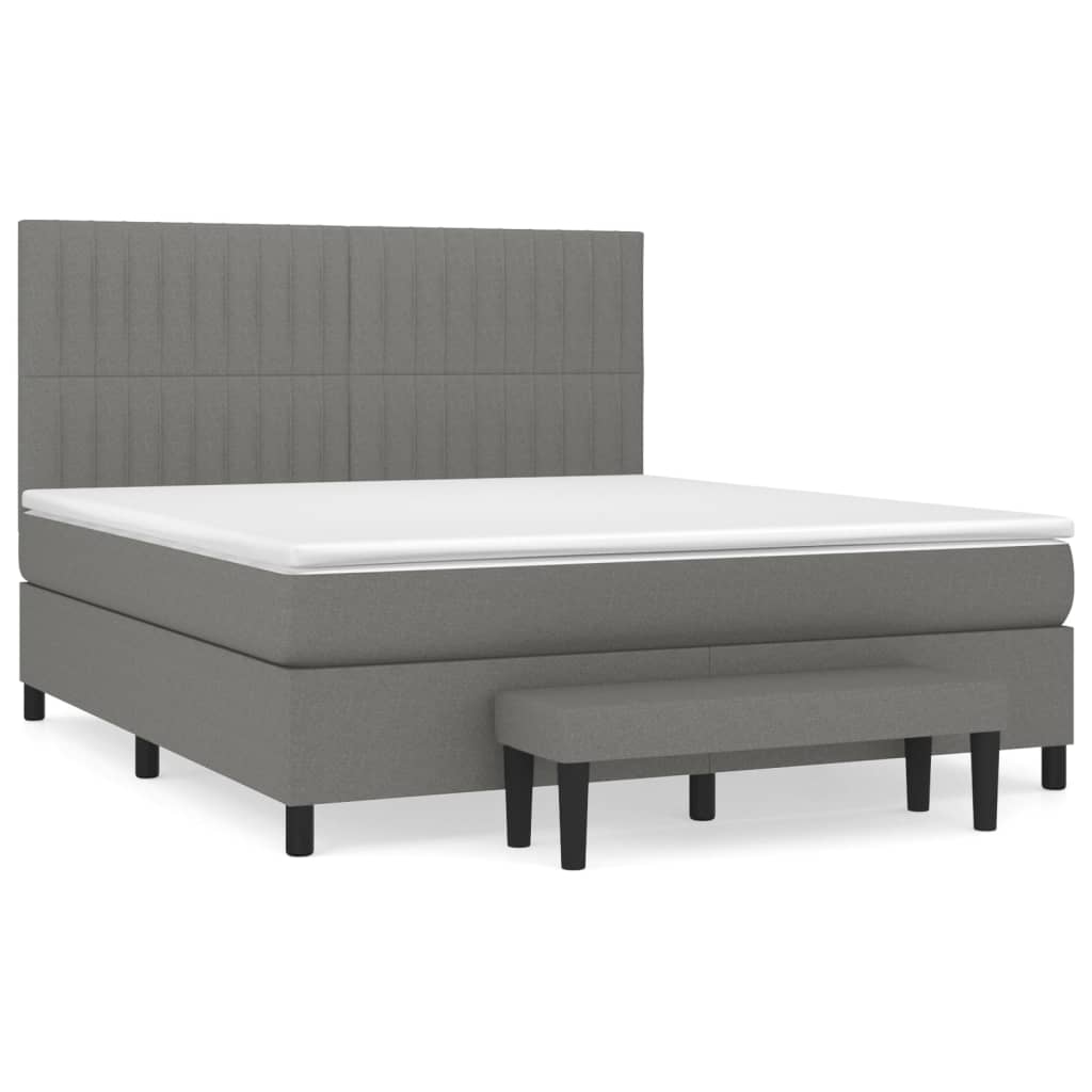 Boxspringbett mit Matratze Dunkelgrau 160x200 cm Stoff