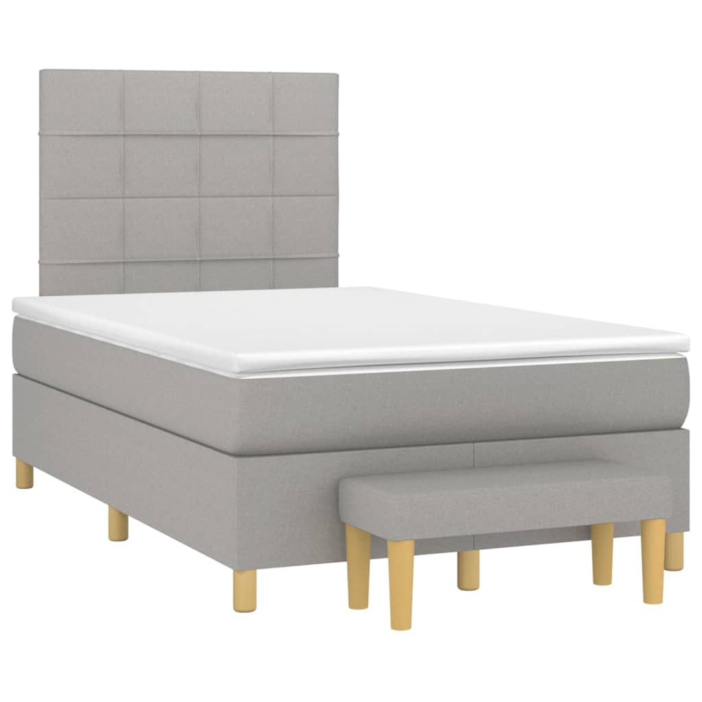 Boxspringbett mit Matratze Hellgrau 120x200 cm Stoff