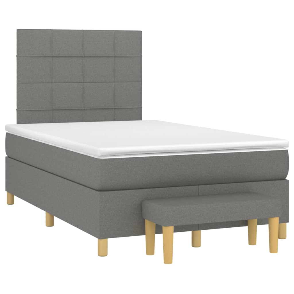 Boxspringbett mit Matratze Dunkelgrau 120x200 cm Stoff