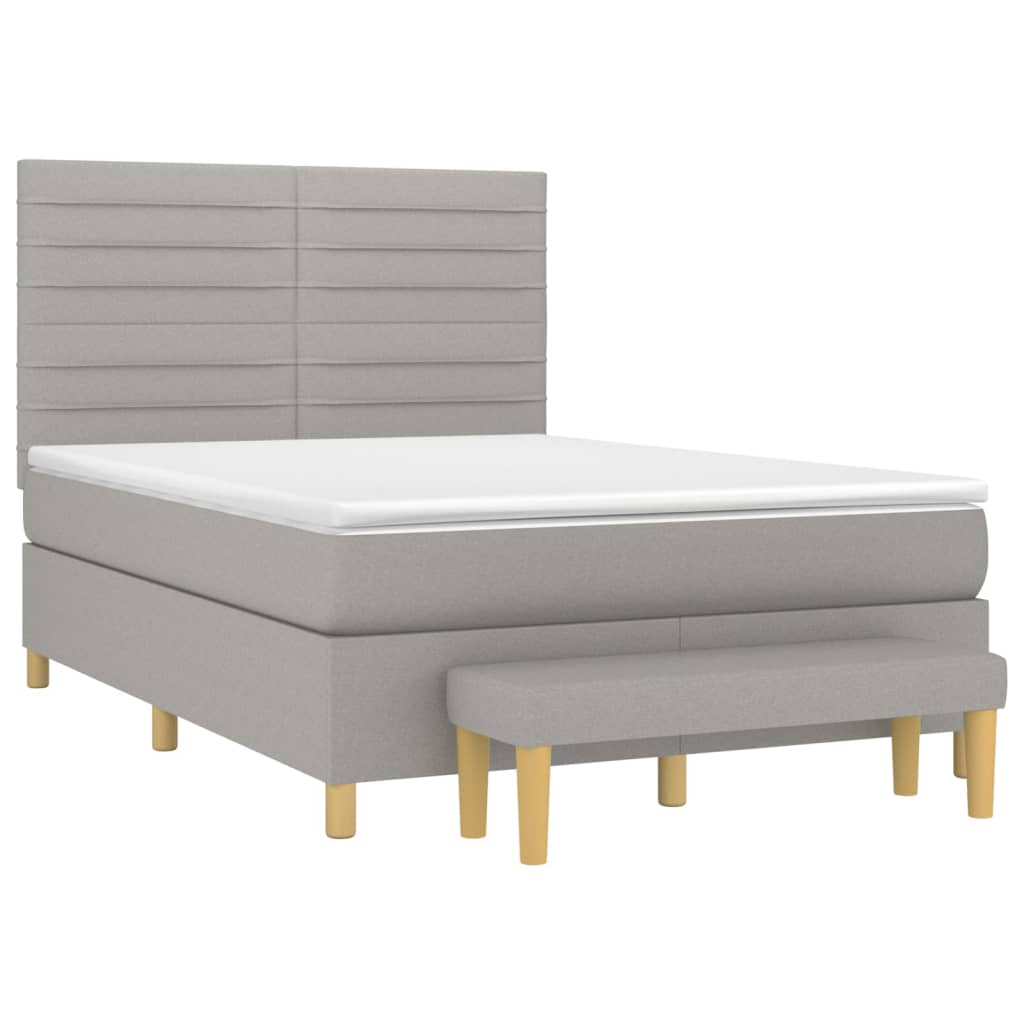 Boxspringbett mit Matratze Hellgrau 140x200 cm Stoff