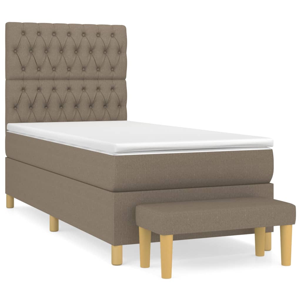 Boxspringbett mit Matratze Taupe 100x200 cm Stoff