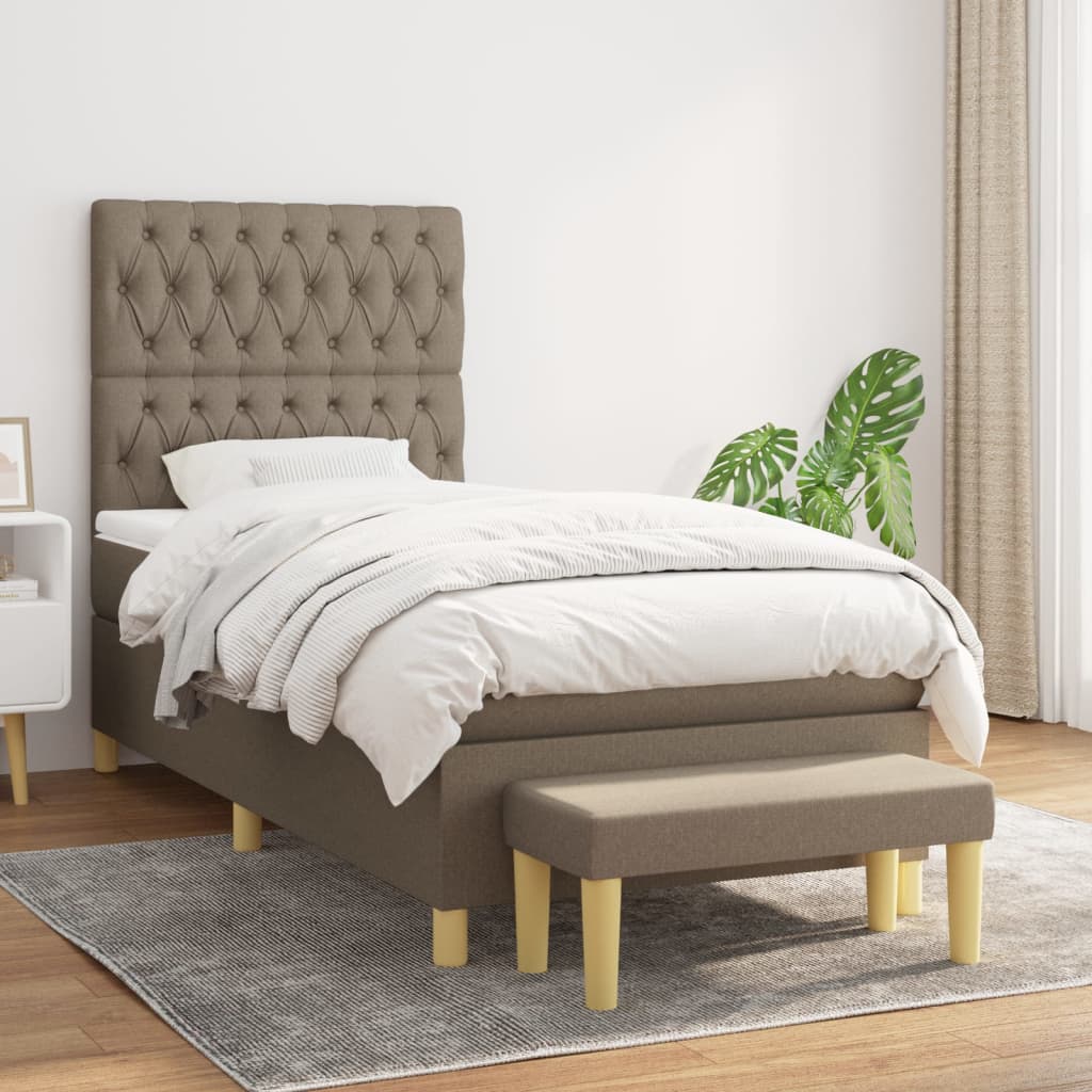 Boxspringbett mit Matratze Taupe 100x200 cm Stoff