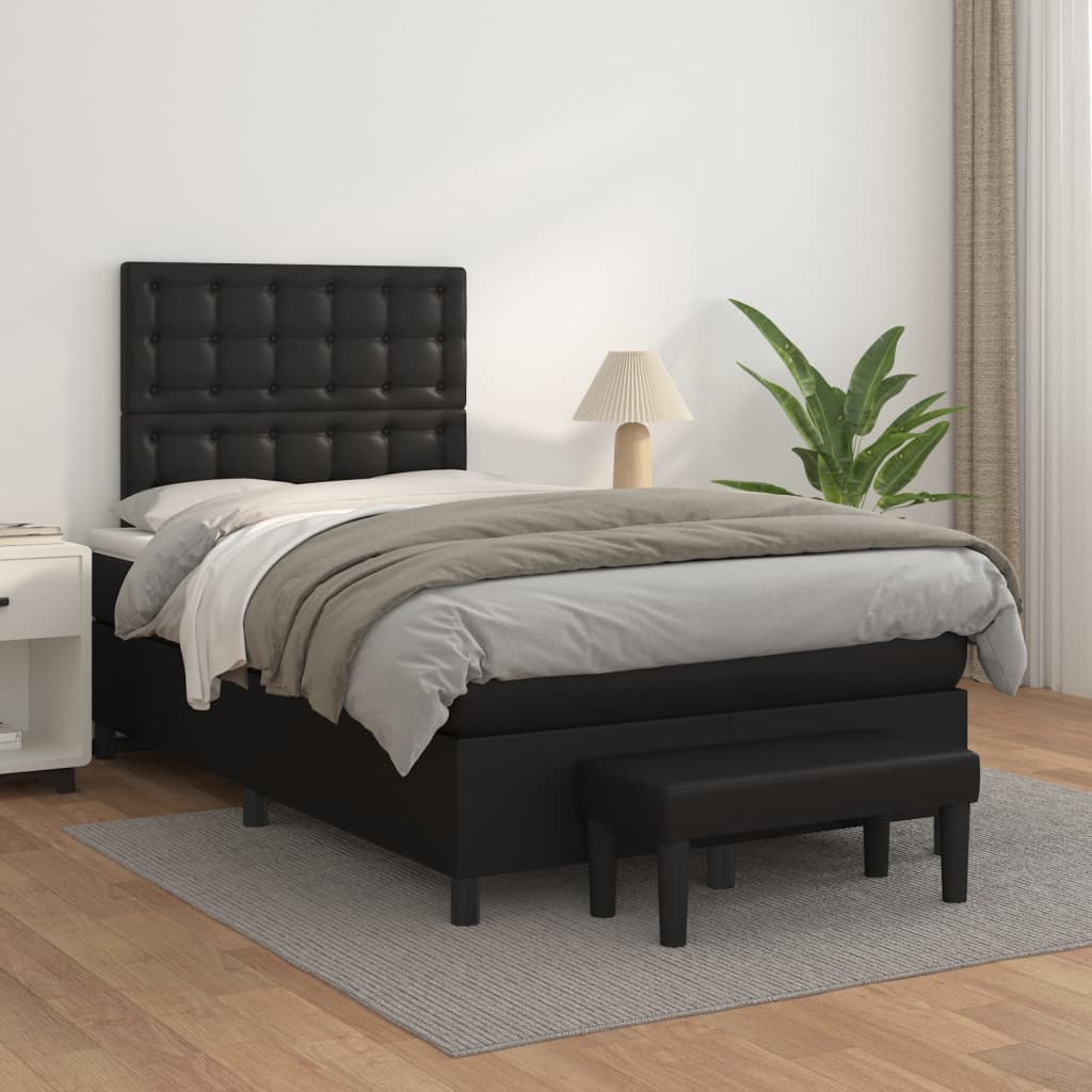 Boxspringbett mit Matratze Schwarz 120x200 cm Kunstleder