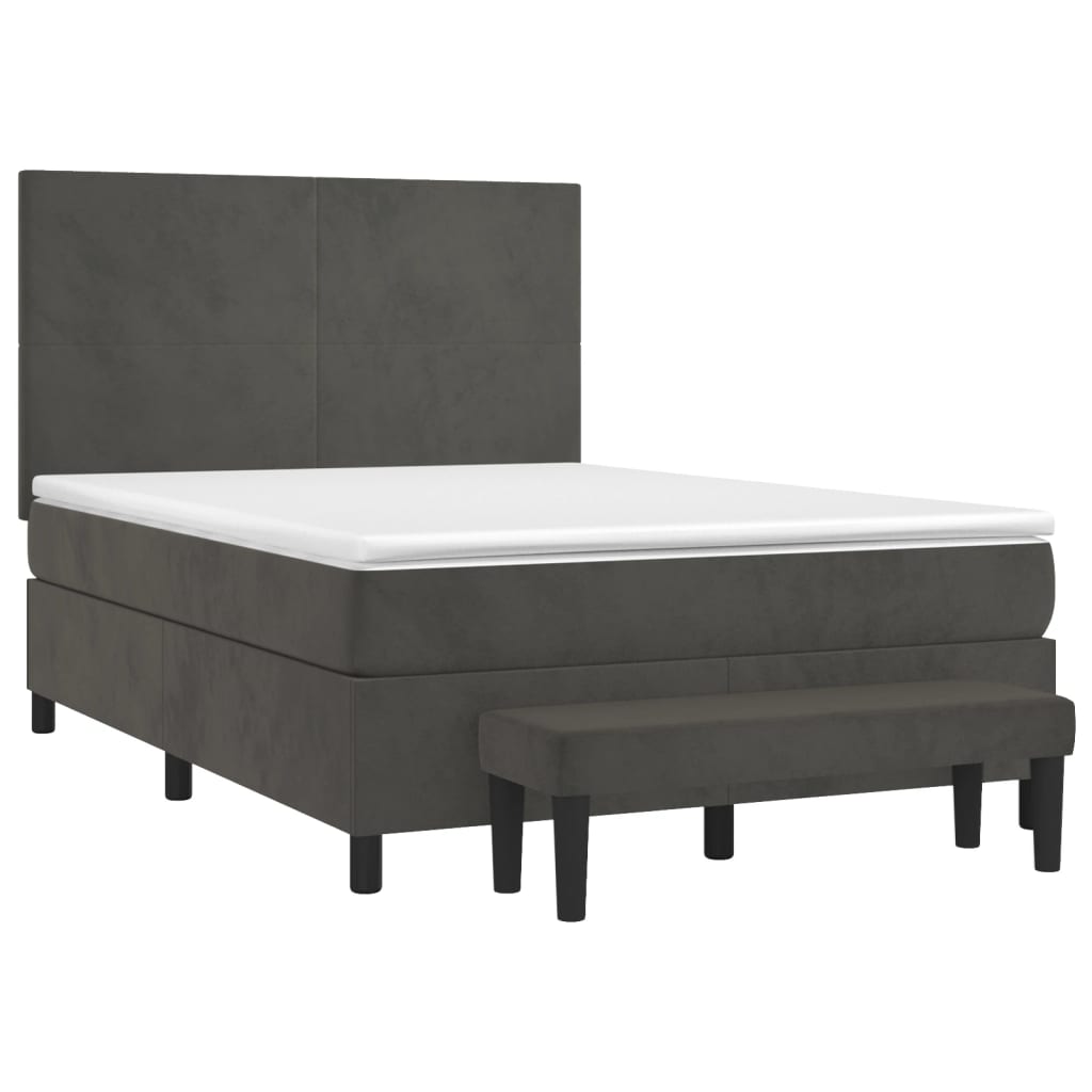 Boxspringbett mit Matratze Dunkelgrau 140x200 cm Samt