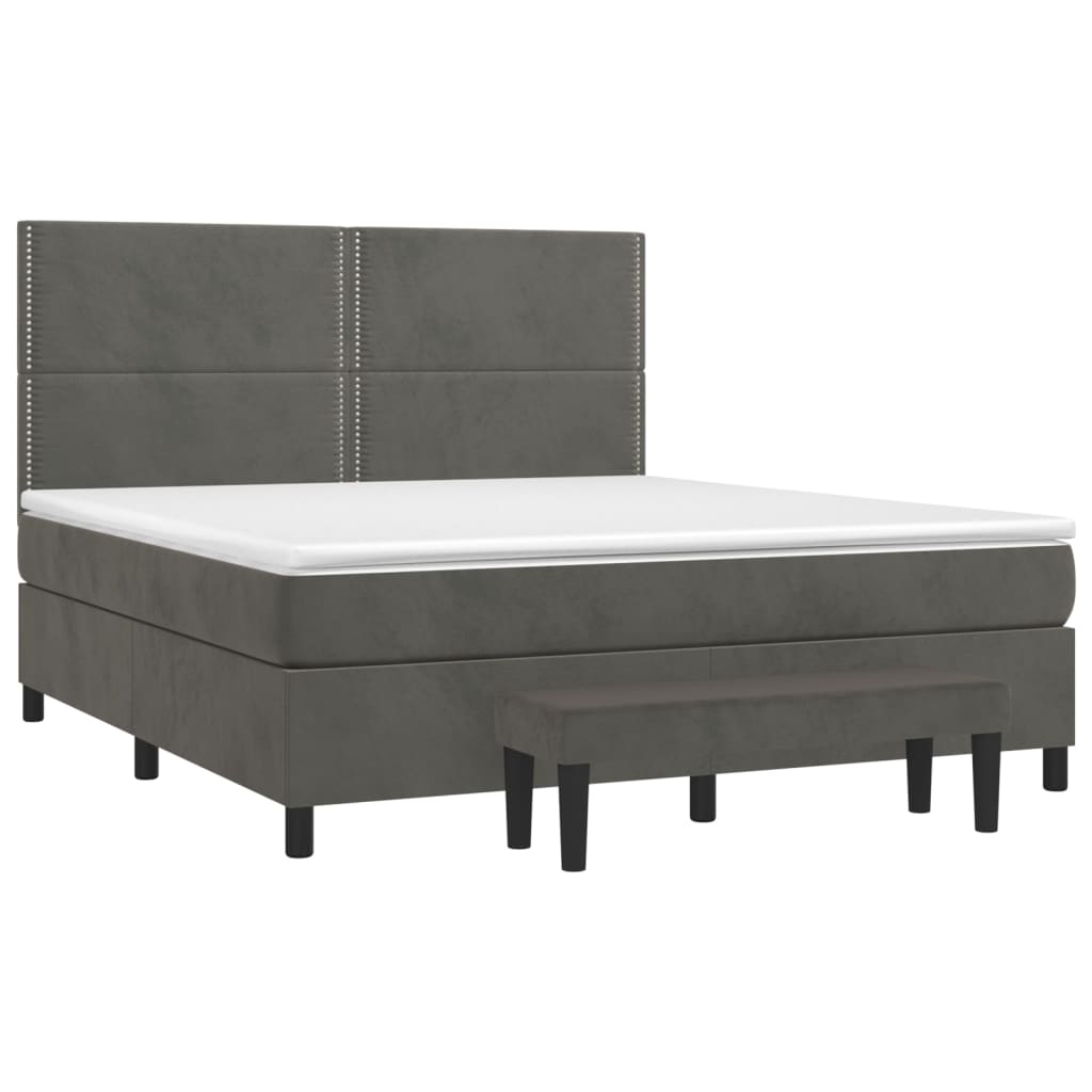 Boxspringbett mit Matratze Dunkelgrau 160x200 cm Samt