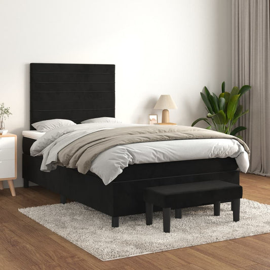 Boxspringbett mit Matratze Schwarz 120x200 cm Samt