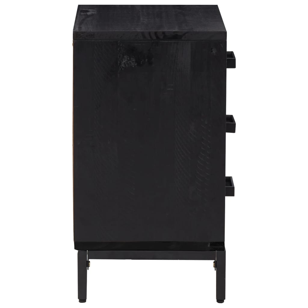 Nachttische 2 Stk. Schwarz 40x30x55 cm Massivholz Kiefer