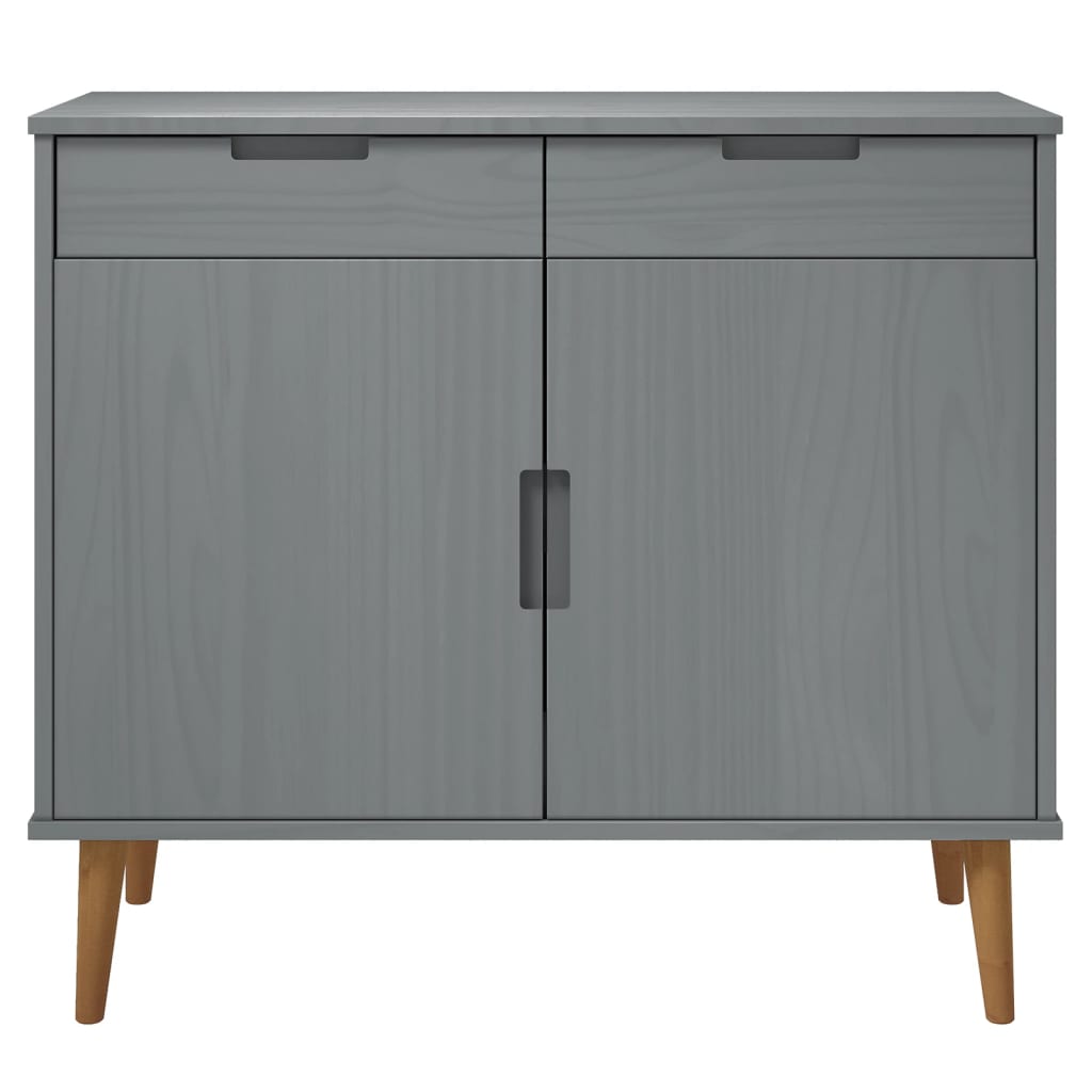 Sideboard MOLDE Grau 90x40x80 cm Massivholz Kiefer