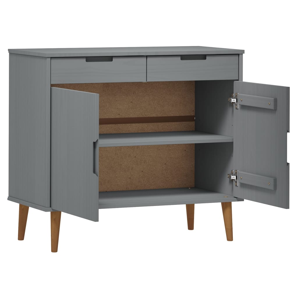 Sideboard MOLDE Grau 90x40x80 cm Massivholz Kiefer