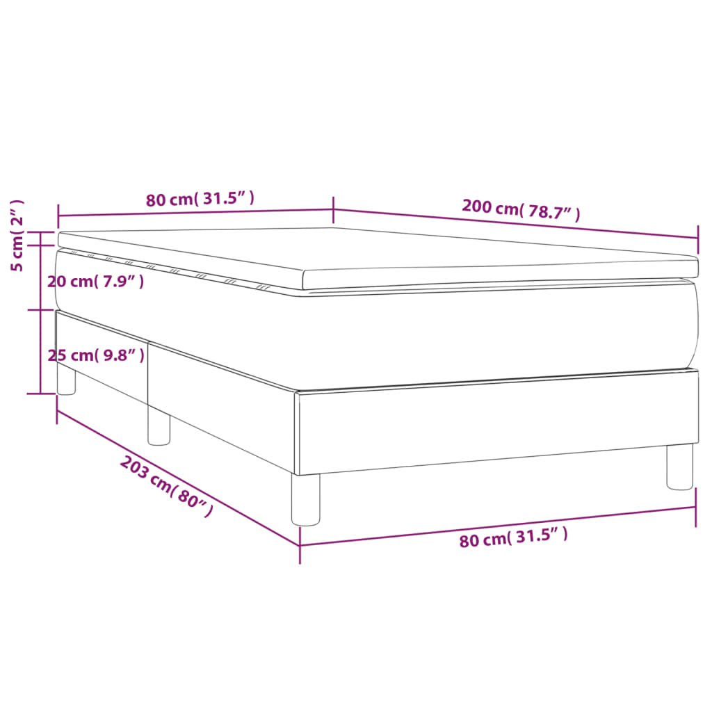 Boxspringbett mit Matratze Schwarz 80x200 cm Kunstleder