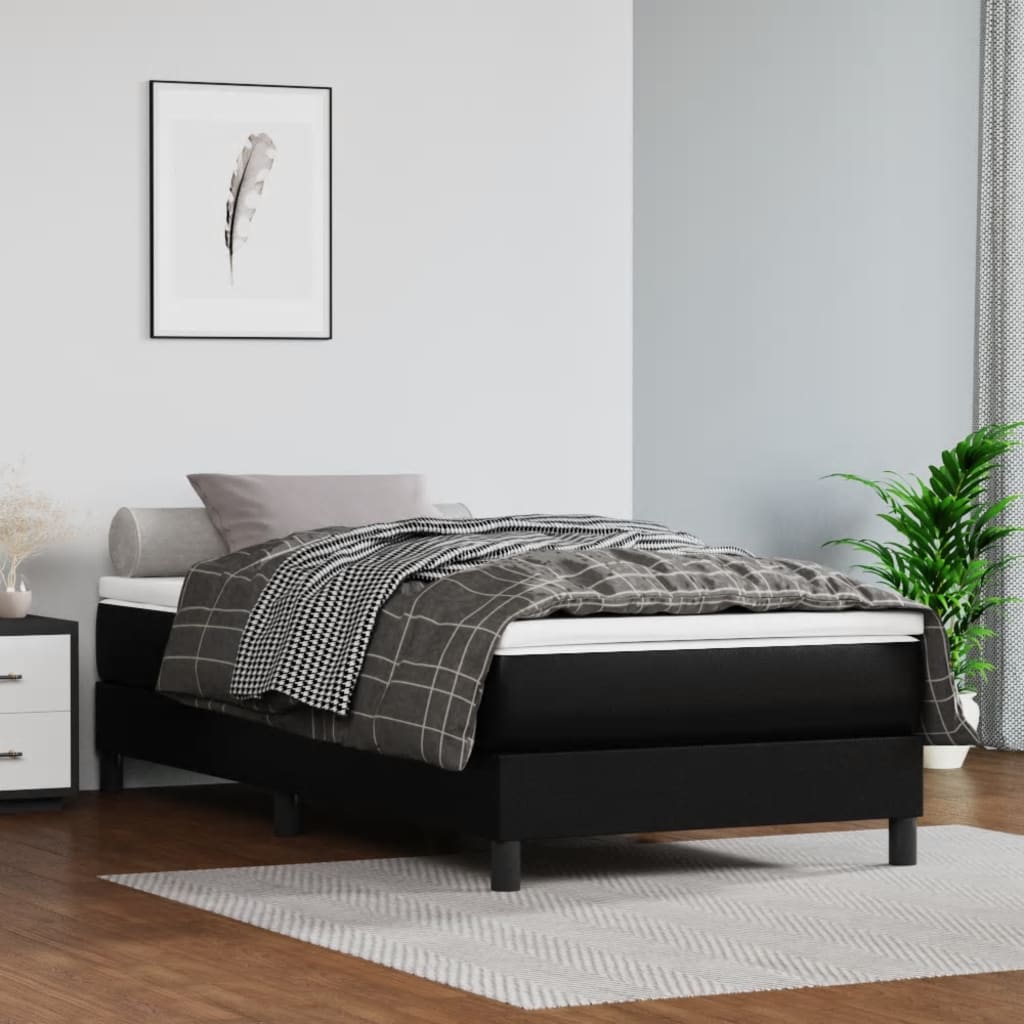 Boxspringbett mit Matratze Schwarz 80x200 cm Kunstleder