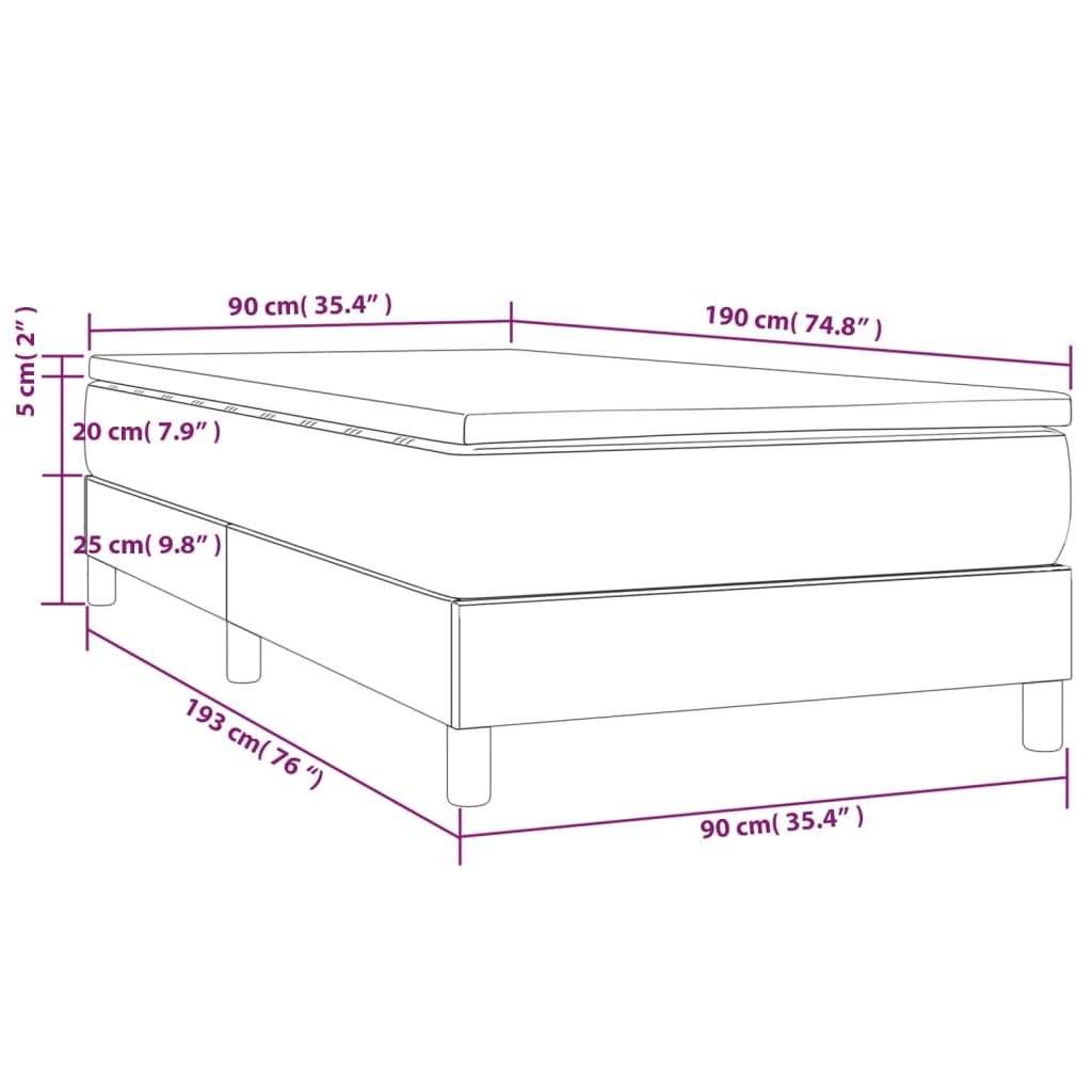 Boxspringbett mit Matratze Cappuccino-Braun 90x190cm Kunstleder