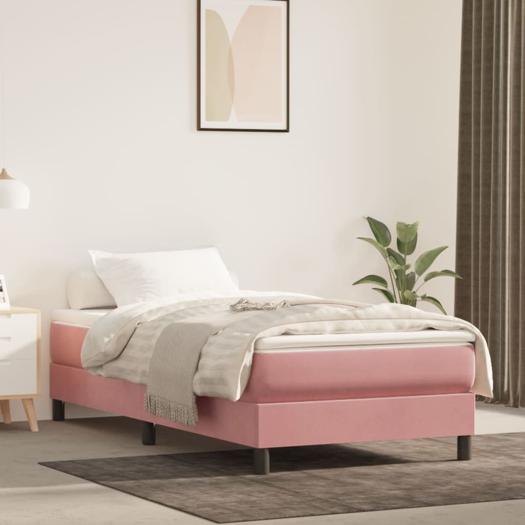 Boxspringbett mit Matratze Rosa 90x200 cm Samt