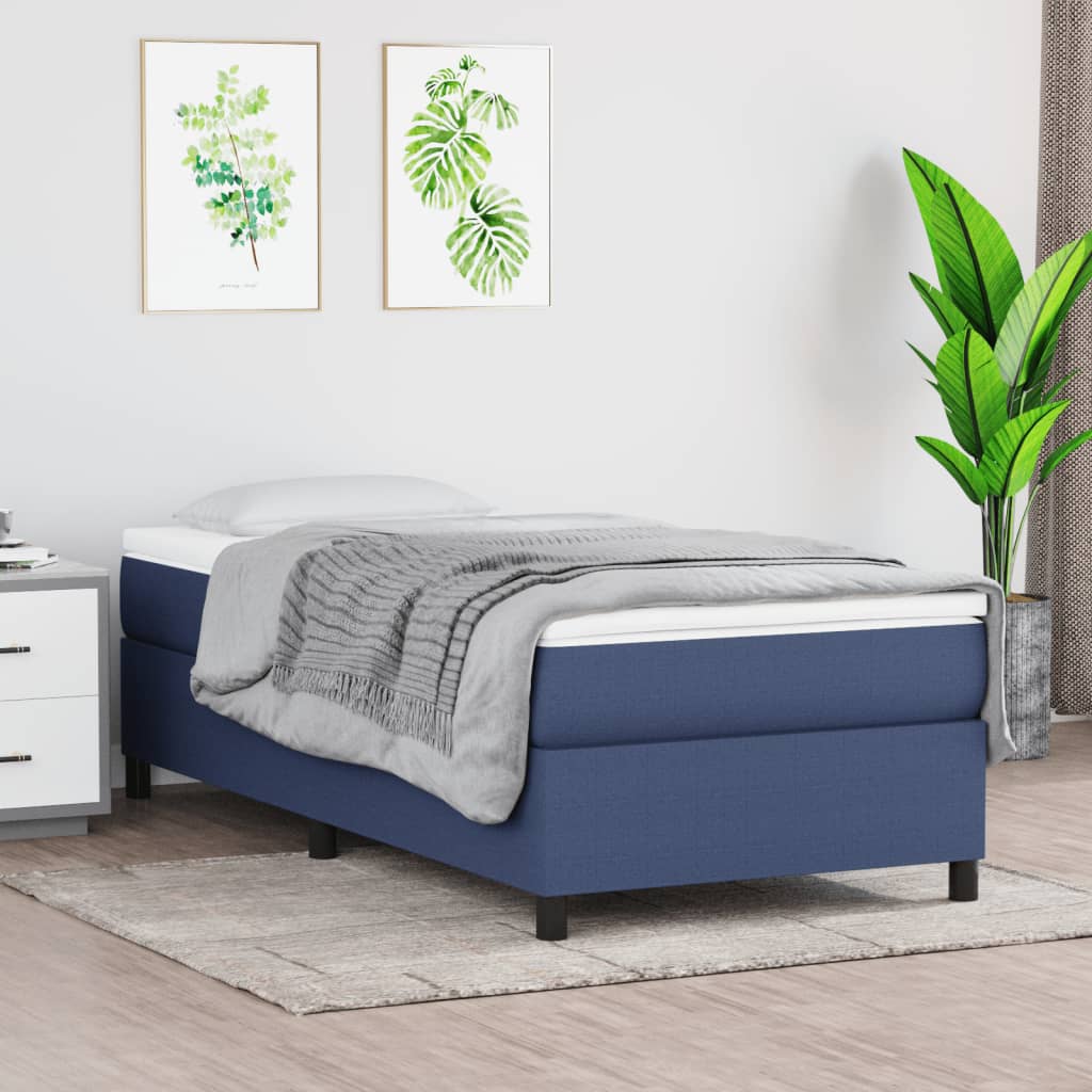 Boxspringbett mit Matratze Blau 90x200 cm Stoff