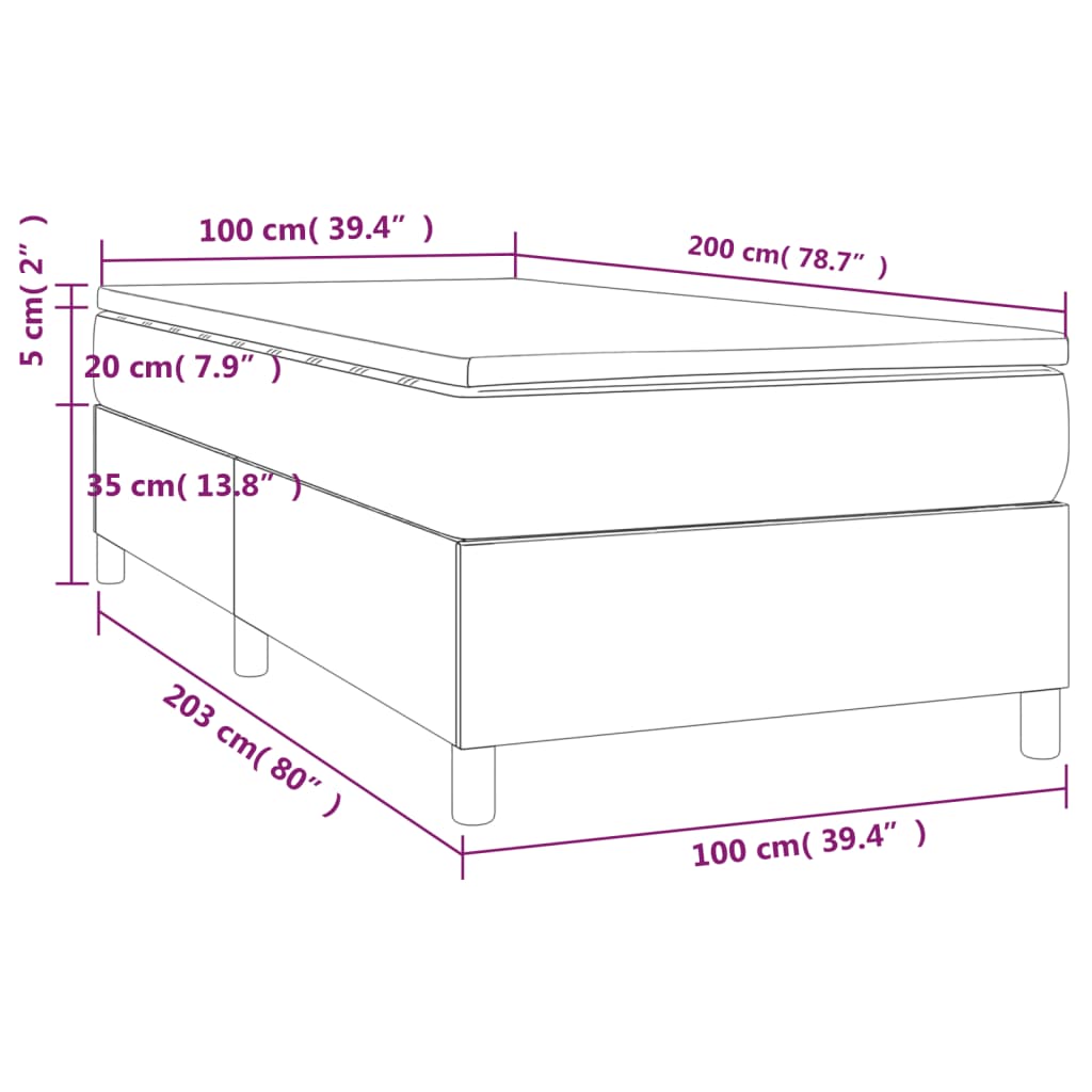 Boxspringbett mit Matratze Dunkelbraun 100x200 cm Stoff