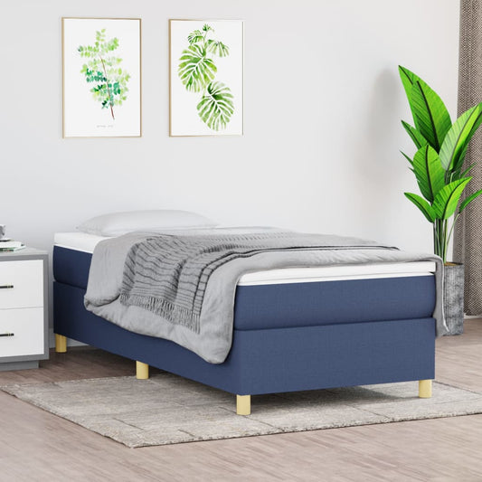 Boxspringbett mit Matratze Blau 90x190 cm Stoff