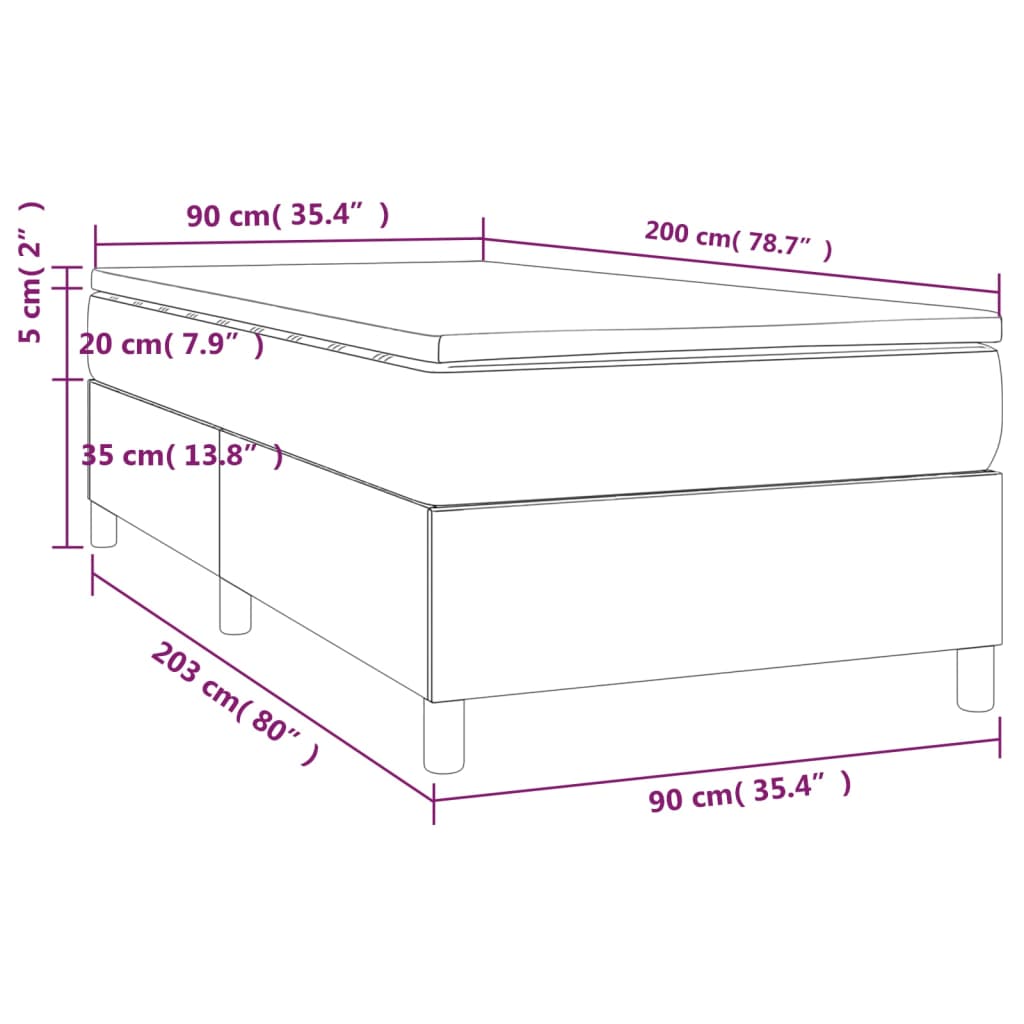 Boxspringbett mit Matratze Hellgrau 90x200 cm Stoff