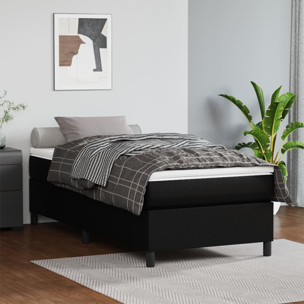 Boxspringbett mit Matratze Schwarz 80x200 cm Kunstleder