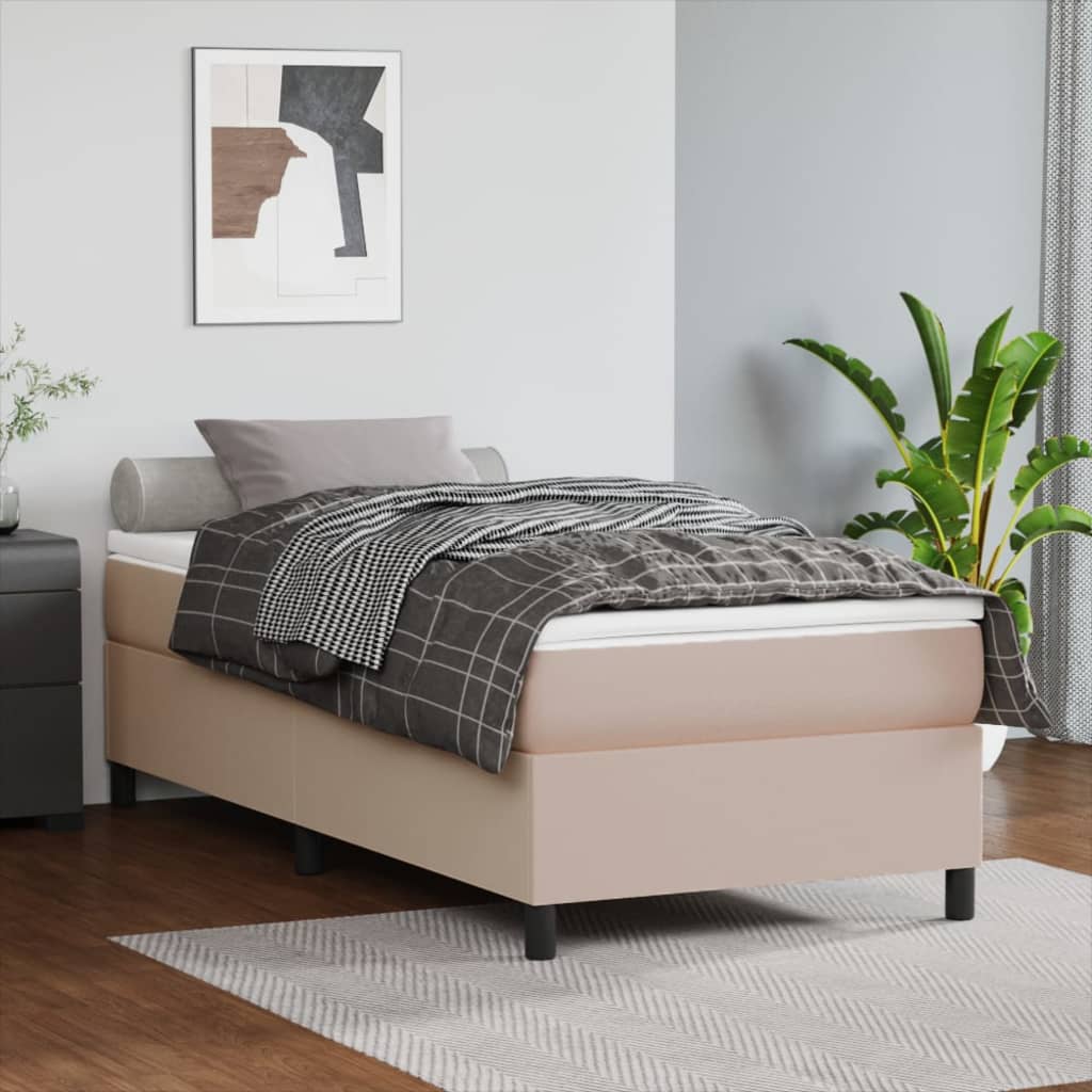 Boxspringbett mit Matratze Cappuccino-Braun 80x200cm Kunstleder