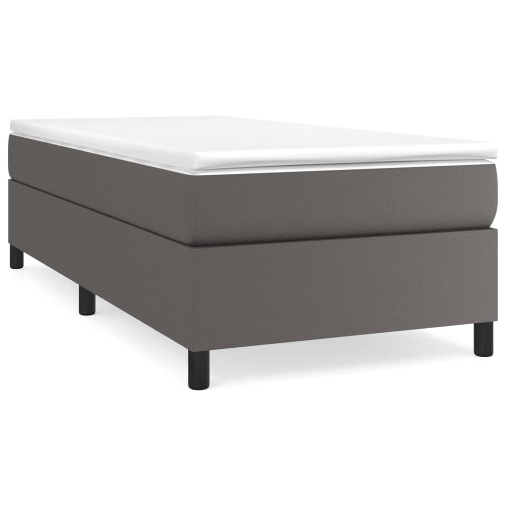 Boxspringbett mit Matratze Grau 90x190 cm Kunstleder