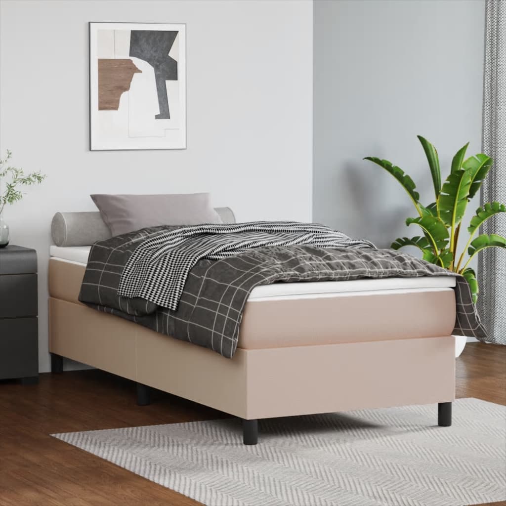 Boxspringbett mit Matratze Cappuccino-Braun 90x190cm Kunstleder