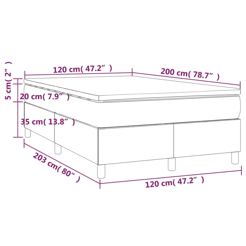 Boxspringbett mit Matratze Dunkelblau 120x200 cm Samt