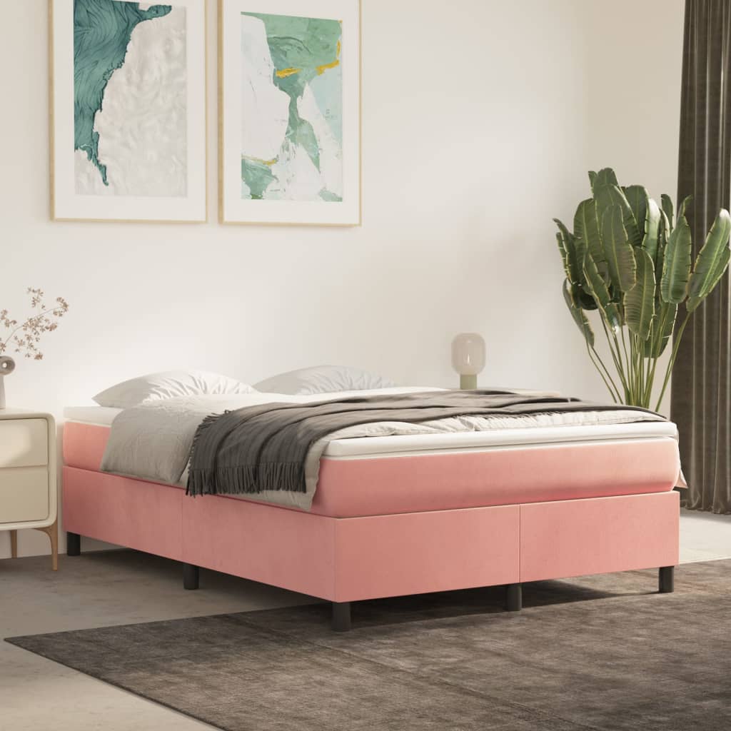 Boxspringbett mit Matratze Rosa 140x200 cm Samt