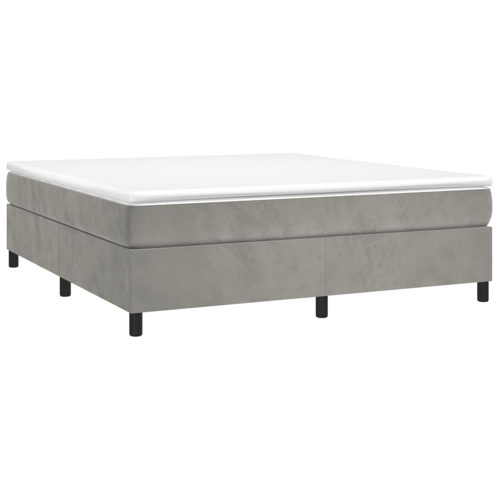 Boxspringbett mit Matratze Hellgrau 160x200 cm Samt