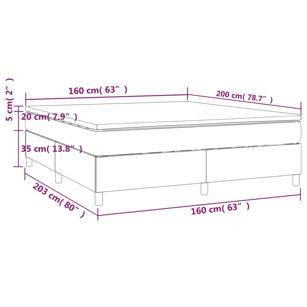 Boxspringbett mit Matratze Dunkelblau 160x200 cm Samt