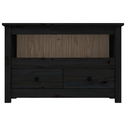 TV-Schrank Schwarz79x35x52 cm Massivholz Kiefer
